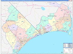 Myrtle Beach-Conway-North Myrtle Beach Metro Area Wall Map Color Cast Style 2026